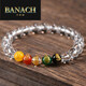 Banach white crystal bracelet for women, five-way wealth god white crystal bracelet for men, white crystal beads 14mm