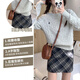 Langsha Plaid Skirt Women's 2025 Autumn and Winter New Woolen Hip Skirt Korean Style A-Line Short Skirt Plus Velvet Warm Bottoming Skirt Dark Gray Small Plaid Skin Friendly Wool Comes with Lining M Weight 96-110 Jin Jin equals 0.5 kg Waist 68CM Hips 92CM