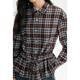 Birds and New Wine Design Drawstring Plaid Long Sleeve Shirt Women's 2025 Winter New Lapel Loose Top Plaid Tan HMJ04 L