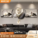 Yusenyi modern backing luxury living room painting high-end wall decoration painting with back feeling hanging clock sofa background wall hanging painting triple light B style with backing 60x4060x60UV fine carving 60x40cm60cm including lamp height 82cm PVC golden U-shaped frame-UV fine carving remote control mobile rechargeable warm light three-dimensional metal strip pendant small