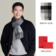 Shanghai Story Autumn and Winter New Wool Scarf Men's Skin Friendly, Untied, Warm and Thickened Men's Scarf as a Gift for Elders, Light Gray Check