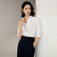 Late White New Product 2025 Autumn Style Lapel Cotton Shirt Casual Commuting Workplace Mid-Sleeve Shirt Women White S