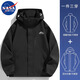 NASA MARVEL Jacket Men's Spring and Autumn Hooded Jacket Casual Top Couple Windproof Mountaineering Wear Ivory White L