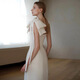 Evening dress European and American ladies popular one-shoulder high slit white long dress milky white S U2