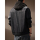 Revium high-end trendy brand motorcycle style detachable hooded PU leather jacket for men 2025 autumn and winter new tough guy retro loose jacket black M suitable for 100-120Jin Jin equals 0.5 kg