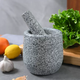 Yusenyi Natural Household Garlic Press Stone Garlic Mortar Pound Medicine Jar Grinder Large Stone Mortar Garlic Kitchenware Garlic Peeler Polished Black Deepened and Heightened Comes with Lid