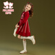 Fuluo Mi Girls Dress Winter Sweet and Fashionable Princess Knitted Skirt Little Girl Thickened Sweater Skirt Red 150