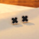 Four-leaf clover earrings for women, elegant and elegant 2025 new popular ear jewelry, high-end light luxury earrings 1 black four-leaf clover earrings
