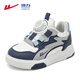 Warrior children's shoes, boys' shoes, autumn and winter children's cotton shoes, medium and large children's plus velvet sneakers WZ-C142L dark blue/white/grey 32