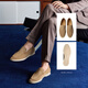 THOM WILLS Loafers Men's Winter Breathable Soft Soled Casual Leather Shoes Slip-on Genuine Leather Business Men's Shoes Men's suede Beanie Shoes Sandstone Color A8144 40 /7 Size