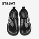 Saturday Children's Shoes Girls Small Leather Shoes Spring New Children's Fashion British Performance Shoes Obsidian Black 34