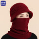 Romon 100% wool woolen hat and scarf suit for middle-aged and elderly women, autumn and winter warm knitted hat for the elderly, grandma and old lady