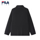 FILA children's clothing tops 2025 winter new style boys' plus velvet long-sleeved T-shirt dark black-BK 175