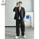 Woodpecker (TUCANO) double-breasted suit suit men's spring and autumn Korean style handsome casual suit loose jacket trend apricot gray suit L recommended 135-155 Jin Jin equals about 0.5 kg