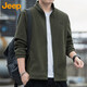 Jeep (JEEP) Jacket Men's Autumn and Winter Polar Fleece Thickened Executive Casual Work Clothes Dark Army Green XL