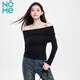 NOME long-sleeved women's spring and autumn new high-end black off-shoulder one-shoulder pure desire bottoming top black S
