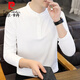 Pierre Cardin stand collar long-sleeved T-shirt men's spring and autumn trendy white Henry collar inner bottoming shirt men's early autumn tops 56119 black L 175