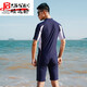 MieLanat new swimsuit men's wetsuit one-piece pullover swimsuit short-sleeved five-quarter pants snorkeling suit swimming pool coach suit black M (80-110Jin Jin is equal to 0.5 kg)