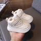 BAOZOUXIE autumn and winter high-top soft-soled non-slip toddler shoes for boys and girls 1-3 years old plus velvet and thickened warm cotton shoes bread shoes white 16/11.5 inner length