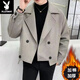 Playboy (PLAYBOY) Lapel Windbreaker Men's 2025 New Autumn and Winter Woolen Coat Men's Trendy Versatile Handsome Woolen Coat Coat Brown XL 130-140Jin Jin equals 0.5 kg
