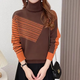 Authentic counter product, fashionable design, two-wear autumn and winter turtleneck, color-blocked, thickened inner sweater, orange brown L (recommended 120-140 Jin Jin equals 0.5 kg)