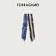 Ferragamo Women's Blue Gravure Printed Mulberry Silk Long Scarf 0785720 Gift for Girlfriend