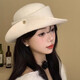 He Jiangong French beret Hepburn style elegant top hat for women autumn and winter French retro elegant temperament curled beret socialite Hepburn style beige high quality / versatile whitening one size (546CM) big head gospel
