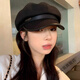 Really octagonal hat-like autumn and winter peaked cap for women Korean version versatile British painter beret showing face little painter hat black