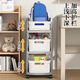 School bag storage rack movable household multi-layer trolley with wheels under the floor table to put the book storage rack artifact 2 layers of gray and white 1 large basket + 1 small frame universal wheels