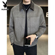 Playboy Suede Jacket Men's Autumn and Winter 2025 New Casual Gown Spliced Velvet Thickened Leather Jacket Men's Leather Jacket Gray Velvet L