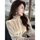Qiao Bo Lai rice white velvet top new style winter feeling light luxury temperament socialite unique and beautiful French petty bourgeoisie shirt off-white Korean chic chic/niche non-colliding style M recommended 95-105 Jin Jin equals 0.5 kg