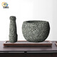 TLIT natural bluestone stone mortar garlic pounder household medicine jar garlic masher tea dipping grinder retro tea art ornaments outer diameter 16/CM suitable for home use