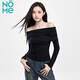 NOME long-sleeved women's spring and autumn new high-end black off-shoulder one-shoulder pure desire bottoming top black S