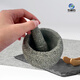TLIT natural bluestone stone mortar garlic pounder household medicine jar garlic masher tea dipping grinder retro tea art ornaments outer diameter 16/CM suitable for home use