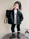 BALA suitable for girls velvet leather jacket 2025 autumn and winter fashionable and cool baby girl motorcycle style wallet velvet rabbit mink coat 90cm