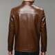 KBXNG Jinba business men's leather jacket stand collar casual autumn and winter jacket young and middle-aged pu leather jacket versatile trendy top brown M 170