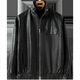 Fat Donglai supermarket purchasing leather jacket for men in spring and autumn new style windproof and warm fur loose machine jacket for men, same style, black M