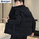Navigare Italian small sailing down jacket men's winter new casual light tops hooded thickened warm short men's black 4XL