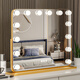 Cosmetic mirror with light desktop desktop led light bulb square large rotatable rechargeable smart light fill vanity mirror vertical 40 52 gold rechargeable