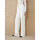INSUN's ideal bottoms, INSUN's exclusive selection of winter wide straight stretch knitted suit pants, white S