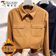 Woodpecker 2025 new Korean temperament autumn and winter velvet thickened shirt women's slim lapel double pocket long-sleeved warm shirt apricot S