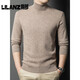 利郎（LILANZ）高品质加厚精纺羊毛衫可机洗男全毛双翻领针织衫时尚保暖高领毛衣 灰色 加厚 3XL