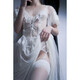 Universal Wushan White Queen lace suspenders see-through long gauze skirt jacket black and white red wearing pants suit same style wearing leather pants (white) does not include dildo M size