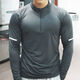 Summer fitness clothing for men, quick-drying, long-sleeved, thin, elastic and slim-fitting, outdoor running training, sports cycling clothing, sun protection, light gray M M