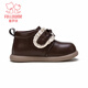 Fuluo Mi Girls Toddler Shoes Winter Sweet and Versatile Short Boots Infants and Toddlers Non-Slip Plus Velvet Baby Cotton Shoes Brown 27