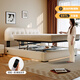 Winter Bear Toffee Cloud Bed Ultra-Thin Bedside Leather Puff Cream Style Double Master Bedroom High Box Storage Translation Bed Imported Cowhide Bed/Full Solid Wood Beech Rib Frame 1800mm*2000mm-Translation Storage Structure