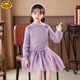 G.duck Girls Sweater Dress 2025 Autumn and Winter New Children's Princess Skirt Velvet Thickened Little Girls Knitted Dress Violet 120 cm Recommended 110-120cm Age 5-6 years old