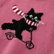 LAGOGO Naughty Cat Raspberry Pink Sweater Women Lagogu 2025 Winter New Round Neck Dopamine Sweater Pink L