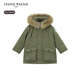 Teenie Weenie Kids Anti-tech Bear Children's Wear 25 Years Winter Boys 90 Fleece Parka Down Jacket Green 110 cm