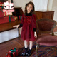 Fuluo Mi Girls Dress Winter French Sweet Sequin Princess Dress Children's Birthday Mesh Dress Red 105